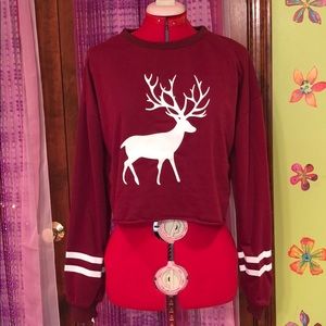 Cropped Reindeer Sweatshirt